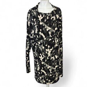Norma Kamali Womens Long Sleeve Drop Shoulder Spandex Stretch Mini Dress, XS